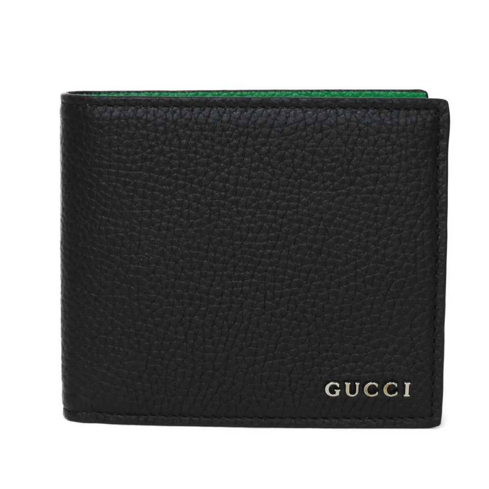 GUCCI Bifold Wallet 771153 AAEBR 1043 Calf leather (embossed) black logo metal Coin Wallet
