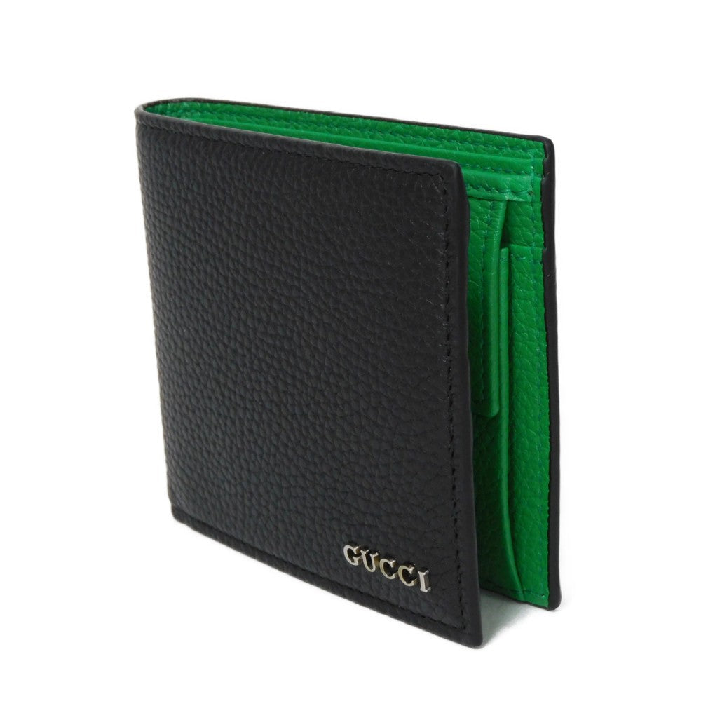 GUCCI Bifold Wallet 771153 AAEBR 1043 Calf leather (embossed) black logo metal Coin Wallet