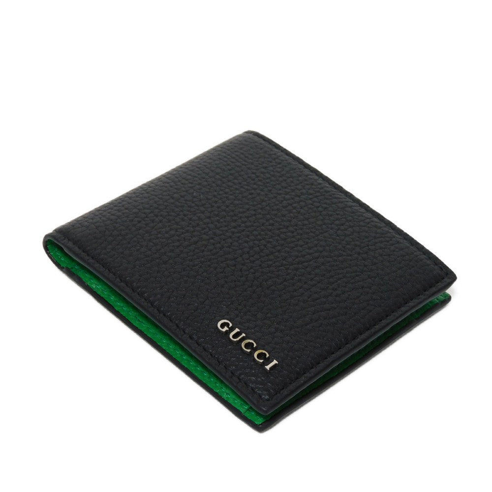 GUCCI Bifold Wallet 771153 AAEBR 1043 Calf leather (embossed) black logo metal Coin Wallet