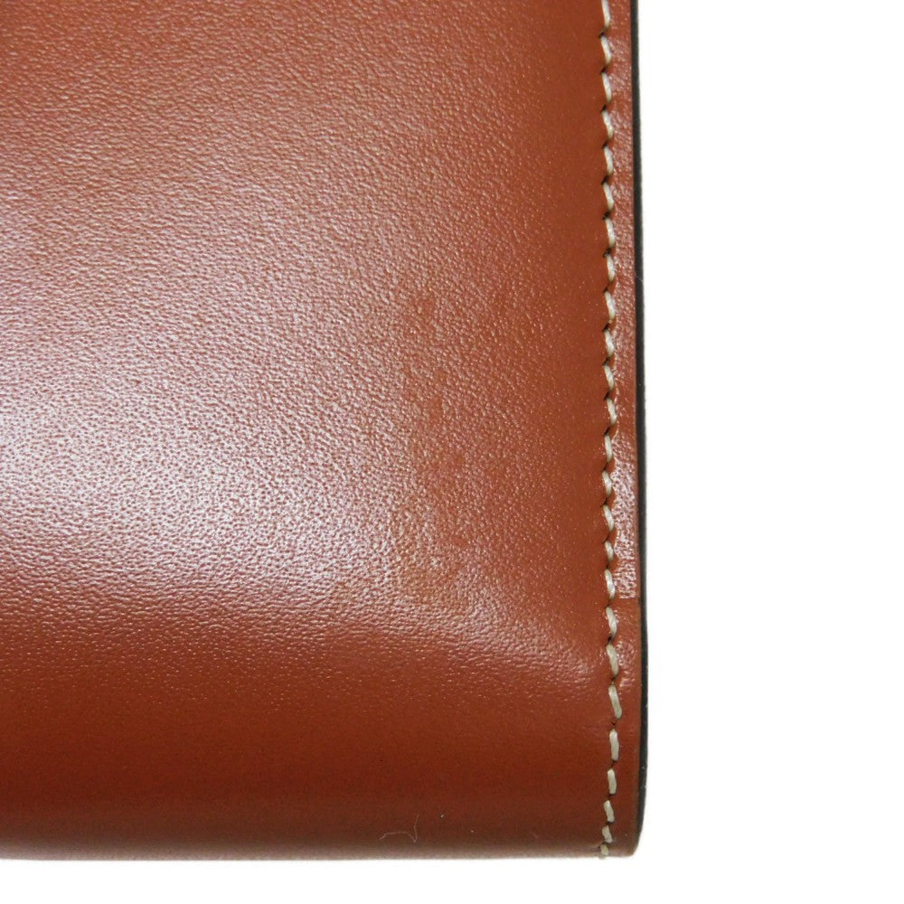 CELINE Tri-fold wallet 10F523CQ7.04LU satin calfskin Brown Current Calfskin Brown Turnlock Sese Small Trifold Wallet 16 Women Used Authentic