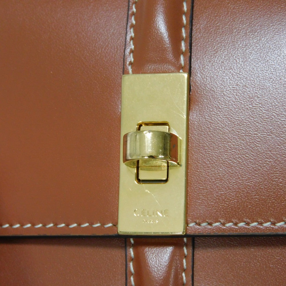 CELINE Tri-fold wallet 10F523CQ7.04LU satin calfskin Brown Current Calfskin Brown Turnlock Sese Small Trifold Wallet 16 Women Used Authentic