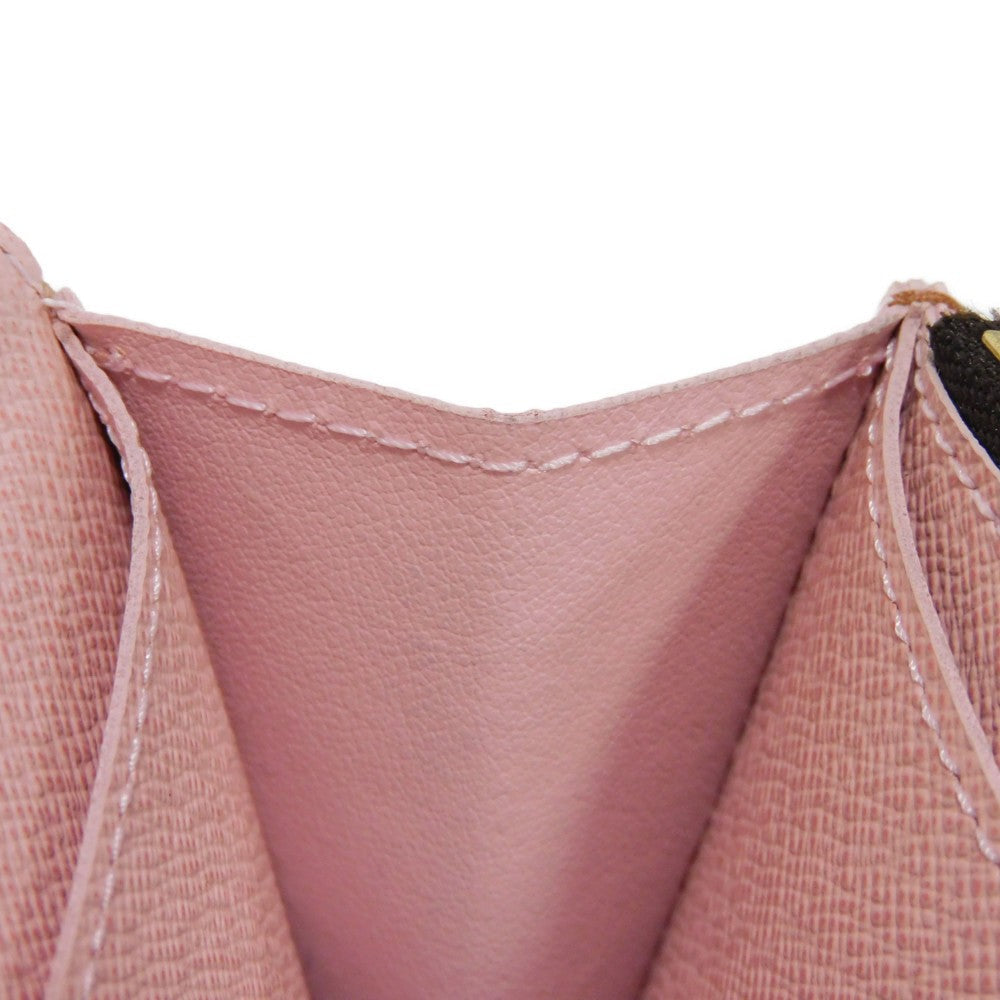 LOUIS VUITTON Long Wallet Purse N61227 Damier canvas, grained leather (embossed) Dark brown logo Ebene Brown Pink Bifold Wallet Bicolor Damier Portefeuille Kaisa Women Used Authentic
