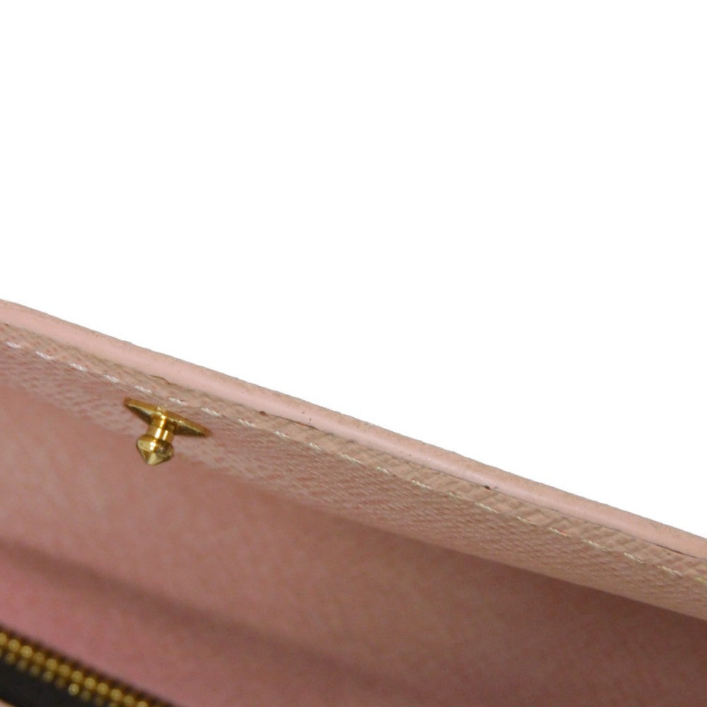 LOUIS VUITTON Long Wallet Purse N61227 Damier canvas, grained leather (embossed) Dark brown logo Ebene Brown Pink Bifold Wallet Bicolor Damier Portefeuille Kaisa Women Used Authentic