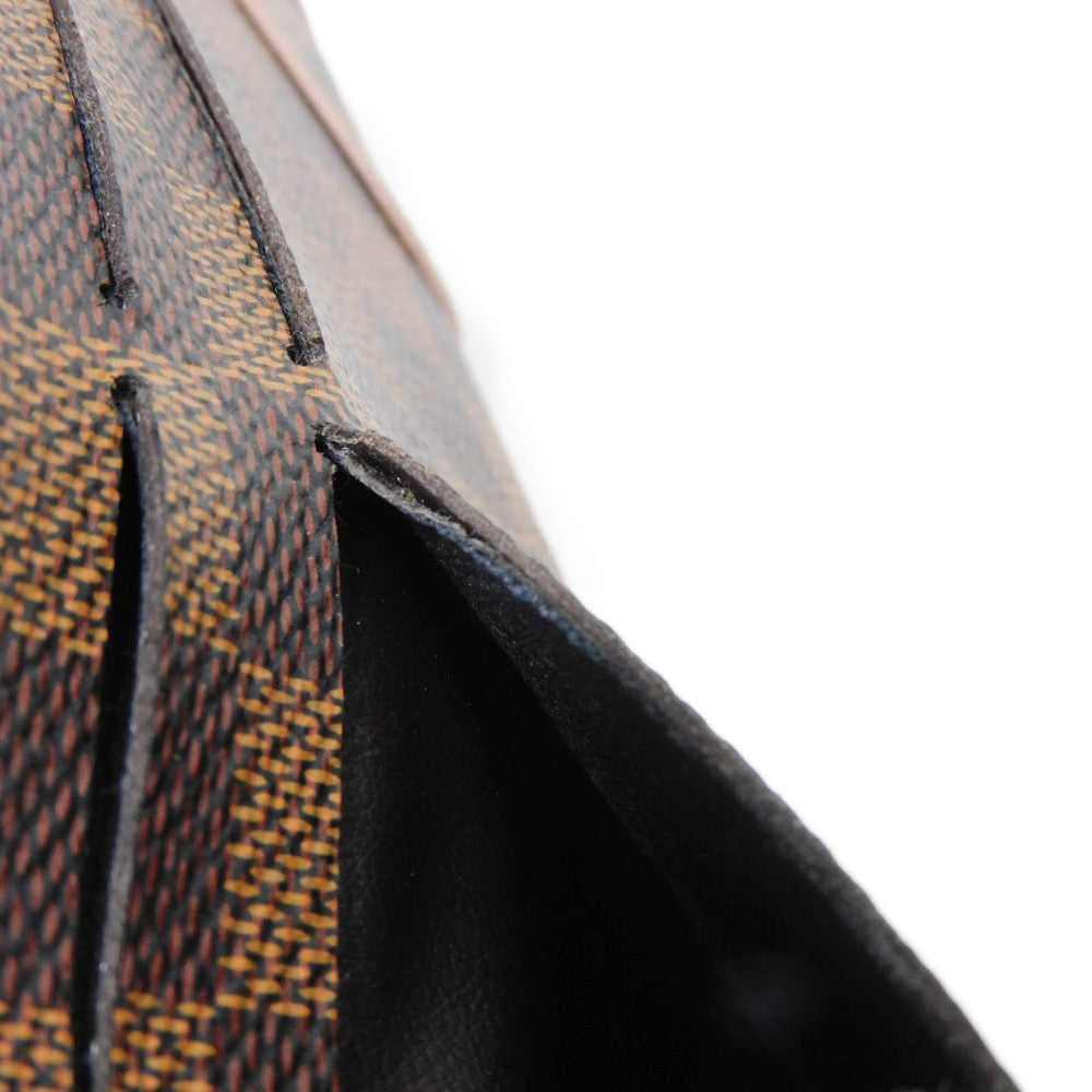 LOUIS VUITTON Long Wallet Purse N61227 Damier canvas, grained leather (embossed) Dark brown logo Ebene Brown Pink Bifold Wallet Bicolor Damier Portefeuille Kaisa Women Used Authentic