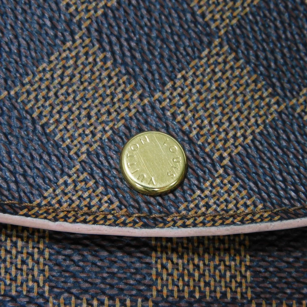 LOUIS VUITTON Long Wallet Purse N61227 Damier canvas, grained leather (embossed) Dark brown logo Ebene Brown Pink Bifold Wallet Bicolor Damier Portefeuille Kaisa Women Used Authentic