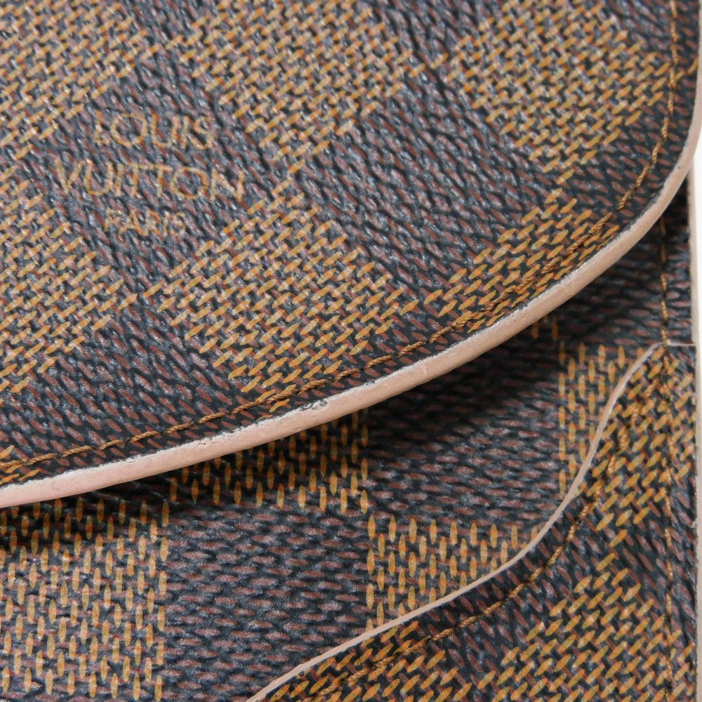 LOUIS VUITTON Long Wallet Purse N61227 Damier canvas, grained leather (embossed) Dark brown logo Ebene Brown Pink Bifold Wallet Bicolor Damier Portefeuille Kaisa Women Used Authentic