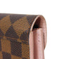 LOUIS VUITTON Long Wallet Purse N61227 Damier canvas, grained leather (embossed) Dark brown logo Ebene Brown Pink Bifold Wallet Bicolor Damier Portefeuille Kaisa Women Used Authentic
