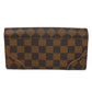 LOUIS VUITTON Long Wallet Purse N61227 Damier canvas, grained leather (embossed) Dark brown logo Ebene Brown Pink Bifold Wallet Bicolor Damier Portefeuille Kaisa Women Used Authentic