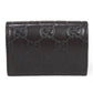 GUCCI Coin case 120964 GG striped leather Dark brown Snap Button Card Case Business Card Holder Pass Case Wallet GG Shima Guccissima coin purse mens Used Authentic
