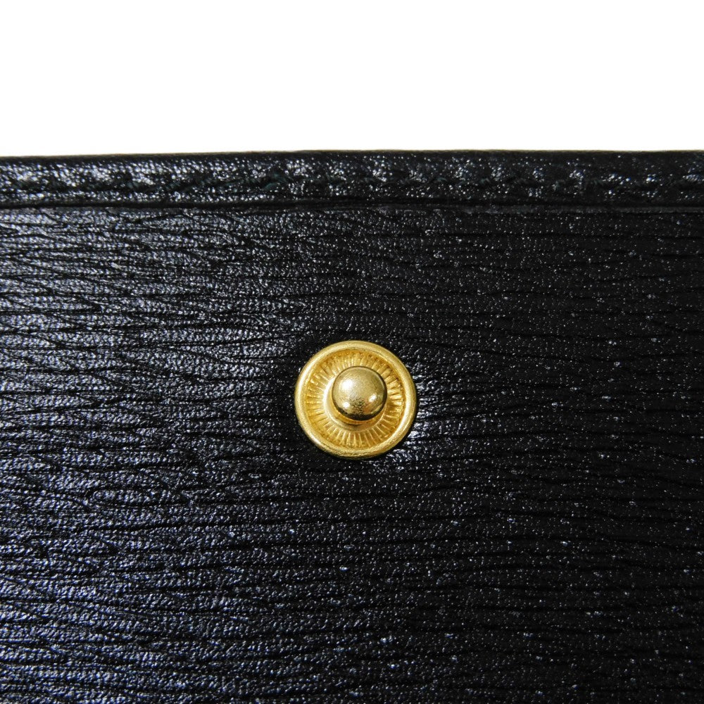 GUCCI Bifold Wallet 035 2169 Calf leather black Vintage Gold Billfold Coin Case Old Jackie Compact Wallet unisex(Unisex) Used Authentic