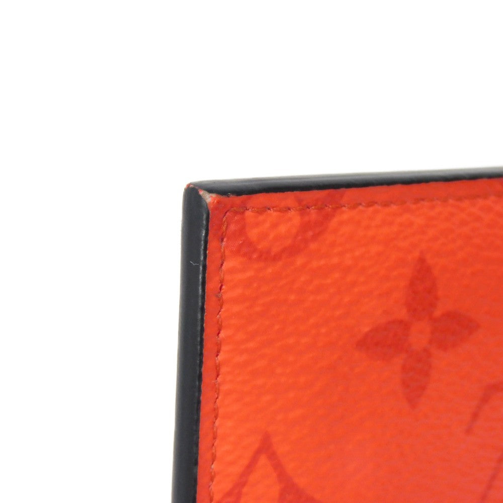 LOUIS VUITTON Coin case M30829 Taiga leather (embossed) x Monogram canvas Rouge Taiga Lama Monogram Coin card holder