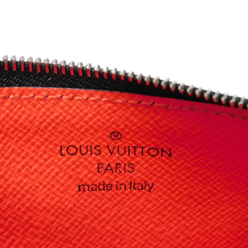 LOUIS VUITTON Coin case M30829 Taiga leather (embossed) x Monogram canvas Rouge Taiga Lama Monogram Coin card holder