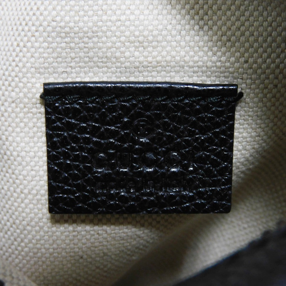 GUCCI Shoulder Bag 574803 0Y2AT 8163 Textured leather Black x green x red Web Stripe Shelly Vintage logo print Micro Messenger Bag unisex(Unisex) Used Authentic