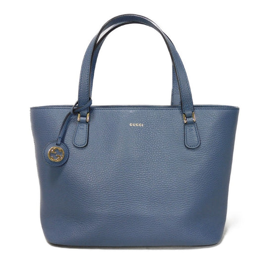 GUCCI Tote Bag 388561 Calf leather (embossed) blue Logo foil stamping GG charm Interlocking G tote unisex(Unisex) Used Authentic