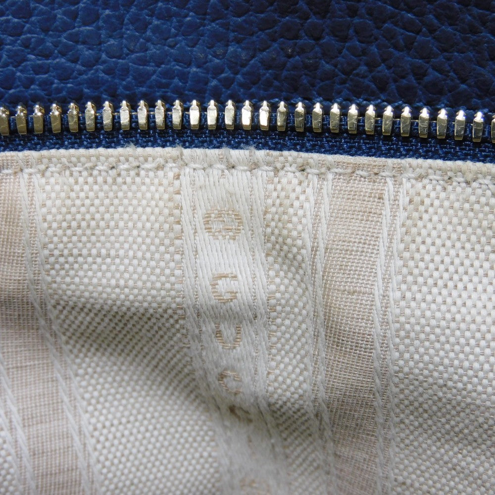 GUCCI Tote Bag 388561 Calf leather (embossed) blue Logo foil stamping GG charm Interlocking G tote unisex(Unisex) Used Authentic