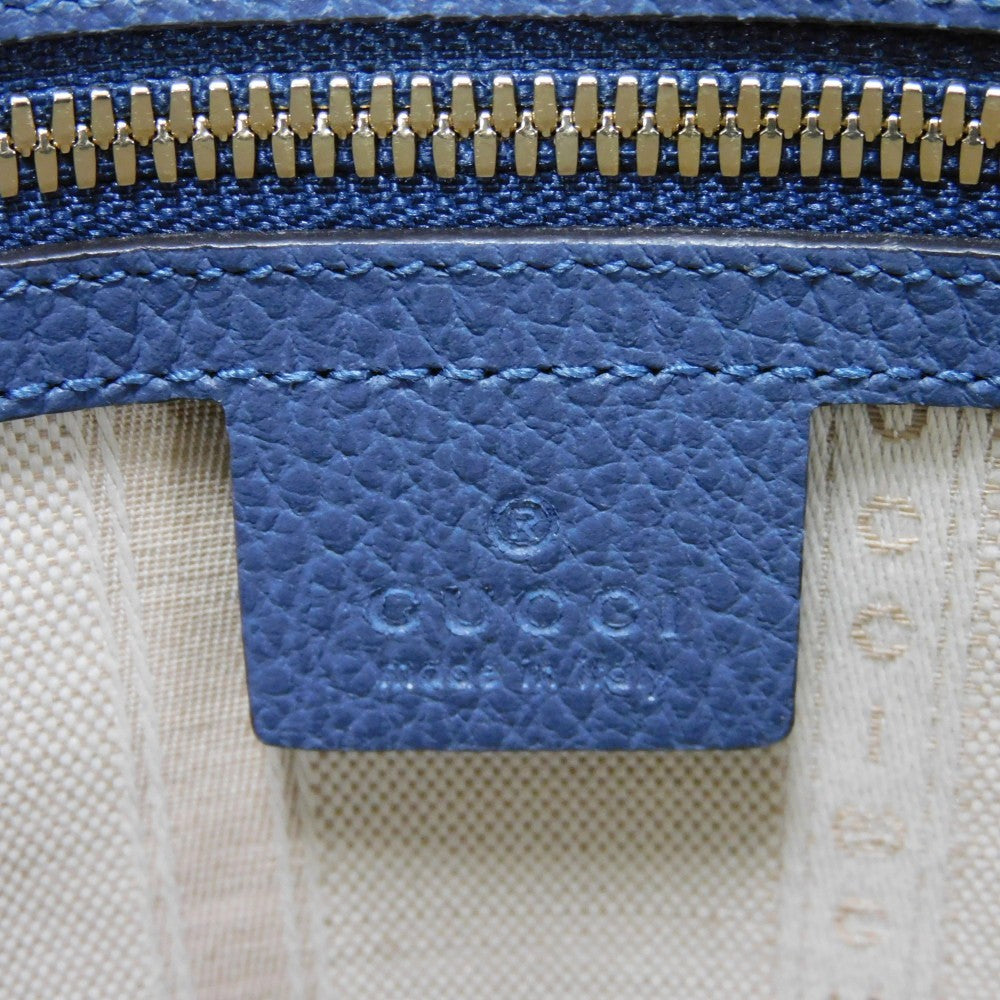 GUCCI Tote Bag 388561 Calf leather (embossed) blue Logo foil stamping GG charm Interlocking G tote unisex(Unisex) Used Authentic