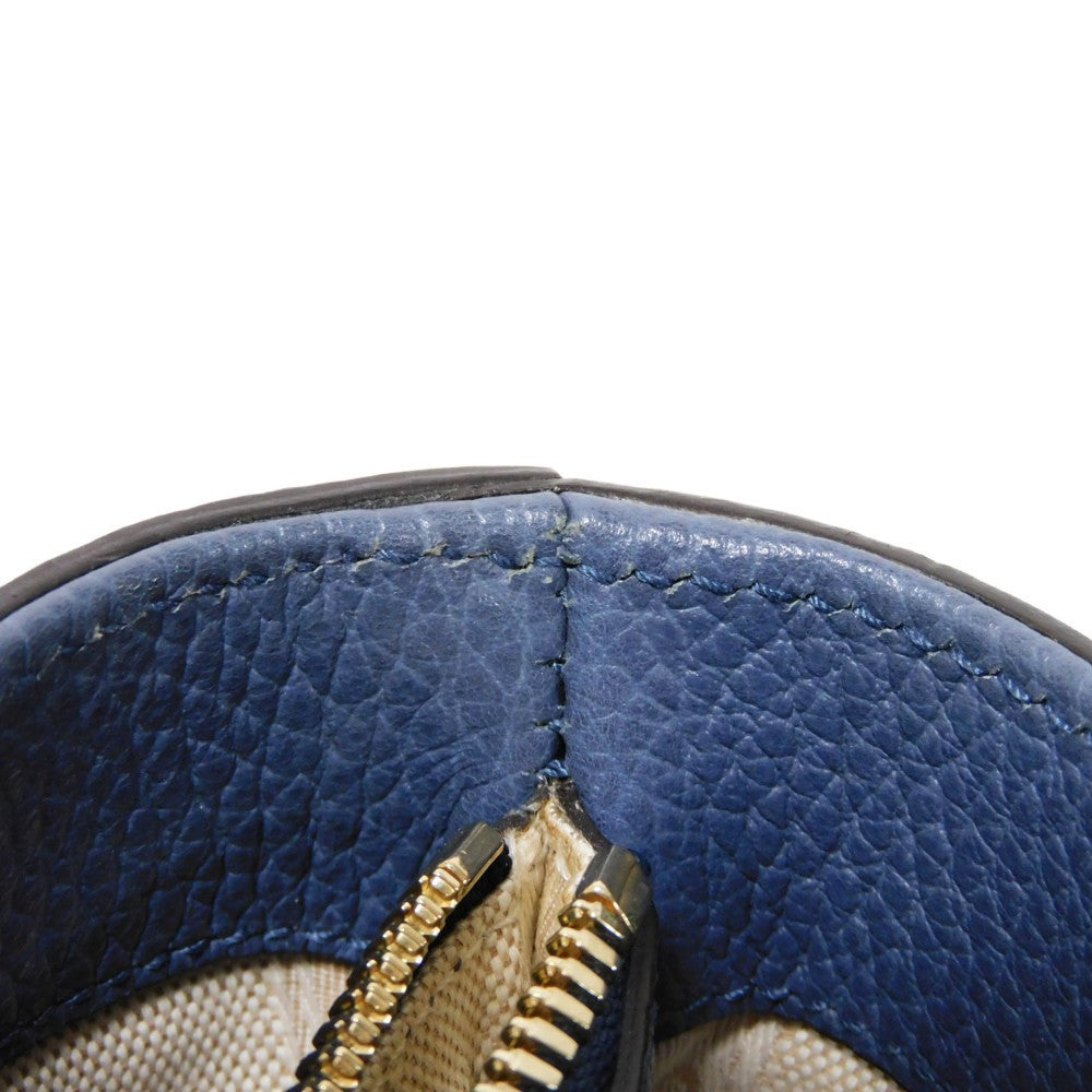 GUCCI Tote Bag 388561 Calf leather (embossed) blue Logo foil stamping GG charm Interlocking G tote unisex(Unisex) Used Authentic