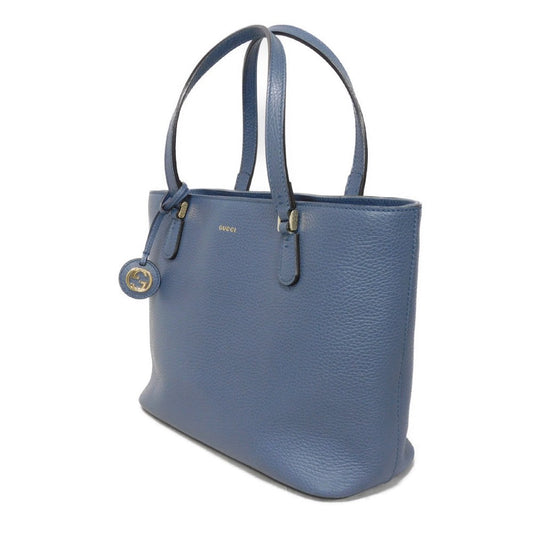 GUCCI Tote Bag 388561 Calf leather (embossed) blue Logo foil stamping GG charm Interlocking G tote unisex(Unisex) Used Authentic