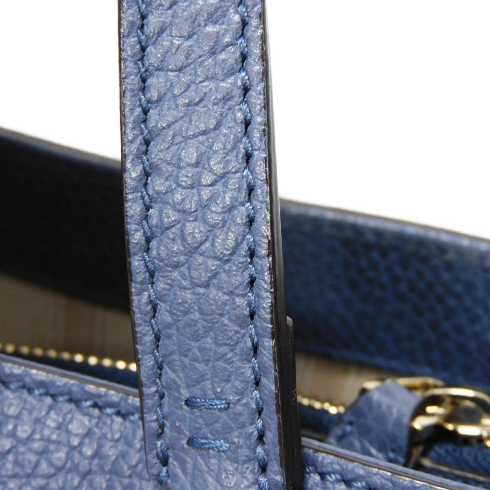 GUCCI Tote Bag 388561 Calf leather (embossed) blue Logo foil stamping GG charm Interlocking G tote unisex(Unisex) Used Authentic
