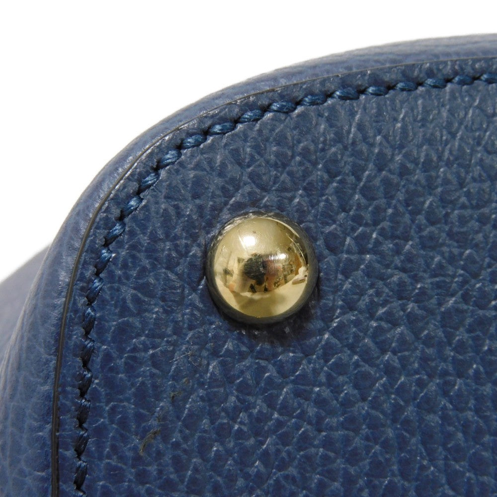 GUCCI Tote Bag 388561 Calf leather (embossed) blue Logo foil stamping GG charm Interlocking G tote unisex(Unisex) Used Authentic