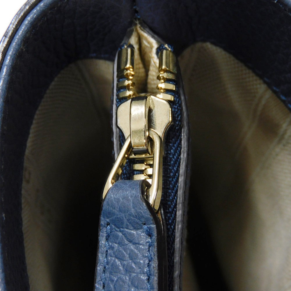 GUCCI Tote Bag 388561 Calf leather (embossed) blue Logo foil stamping GG charm Interlocking G tote unisex(Unisex) Used Authentic