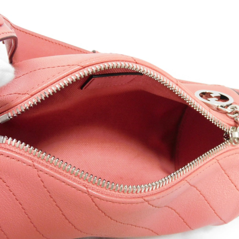 GUCCI Shoulder Bag 760170 AACPY 6701 Calf leather pink GG Charm RFID IC Chip Unused Interlocking G Blondie Mini Bag Women Used Authentic