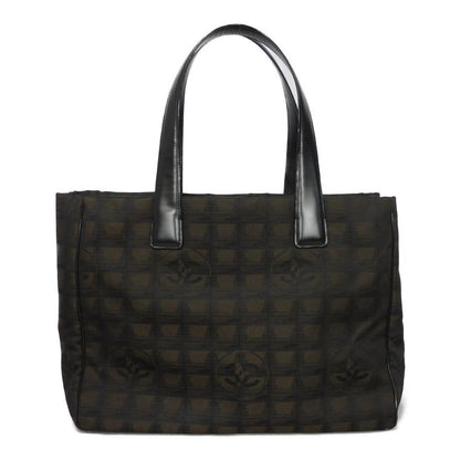CHANEL Tote Bag A15991 Nylon jacquard x calfskin Brown CC Mark Nylon Jacquard Calfskin 10 Series COCO Mark New Travel Line Tote MM unisex(Unisex) Used Authentic