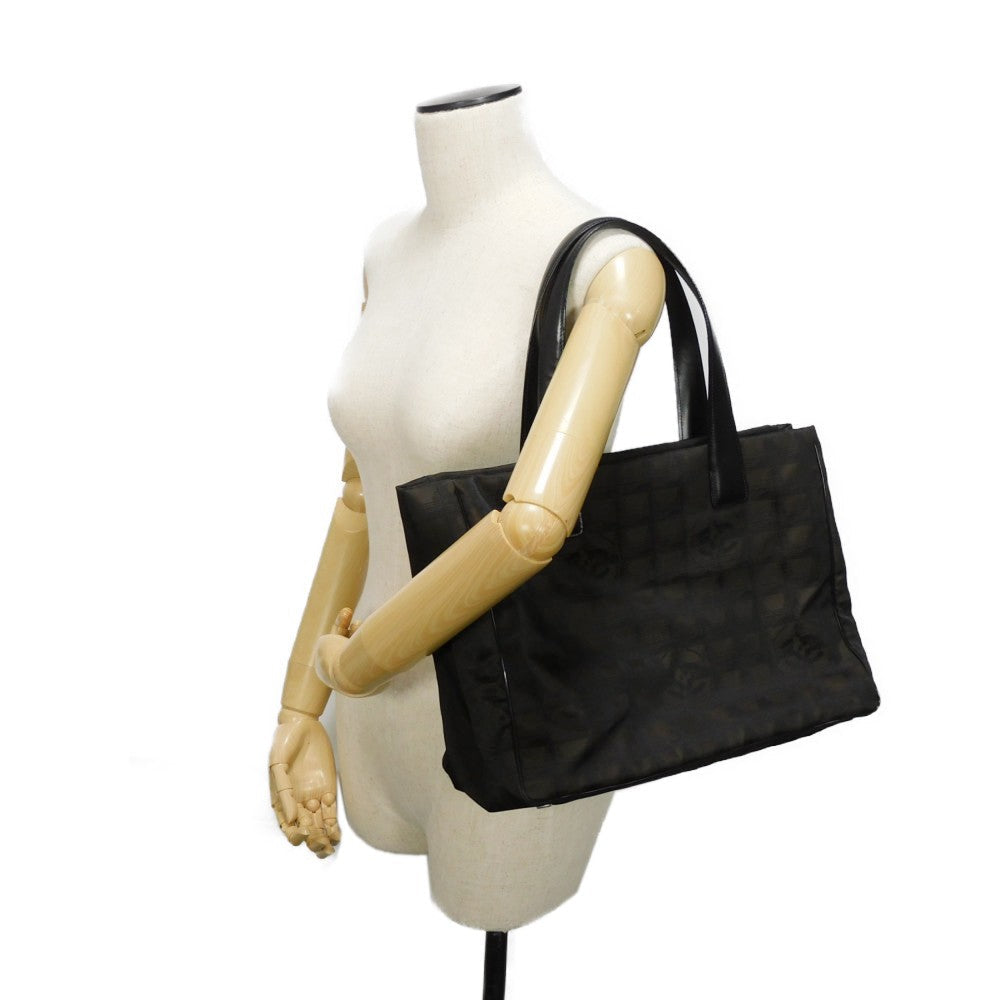 CHANEL Tote Bag A15991 Nylon jacquard x calfskin Brown CC Mark Nylon Jacquard Calfskin 10 Series COCO Mark New Travel Line Tote MM unisex(Unisex) Used Authentic