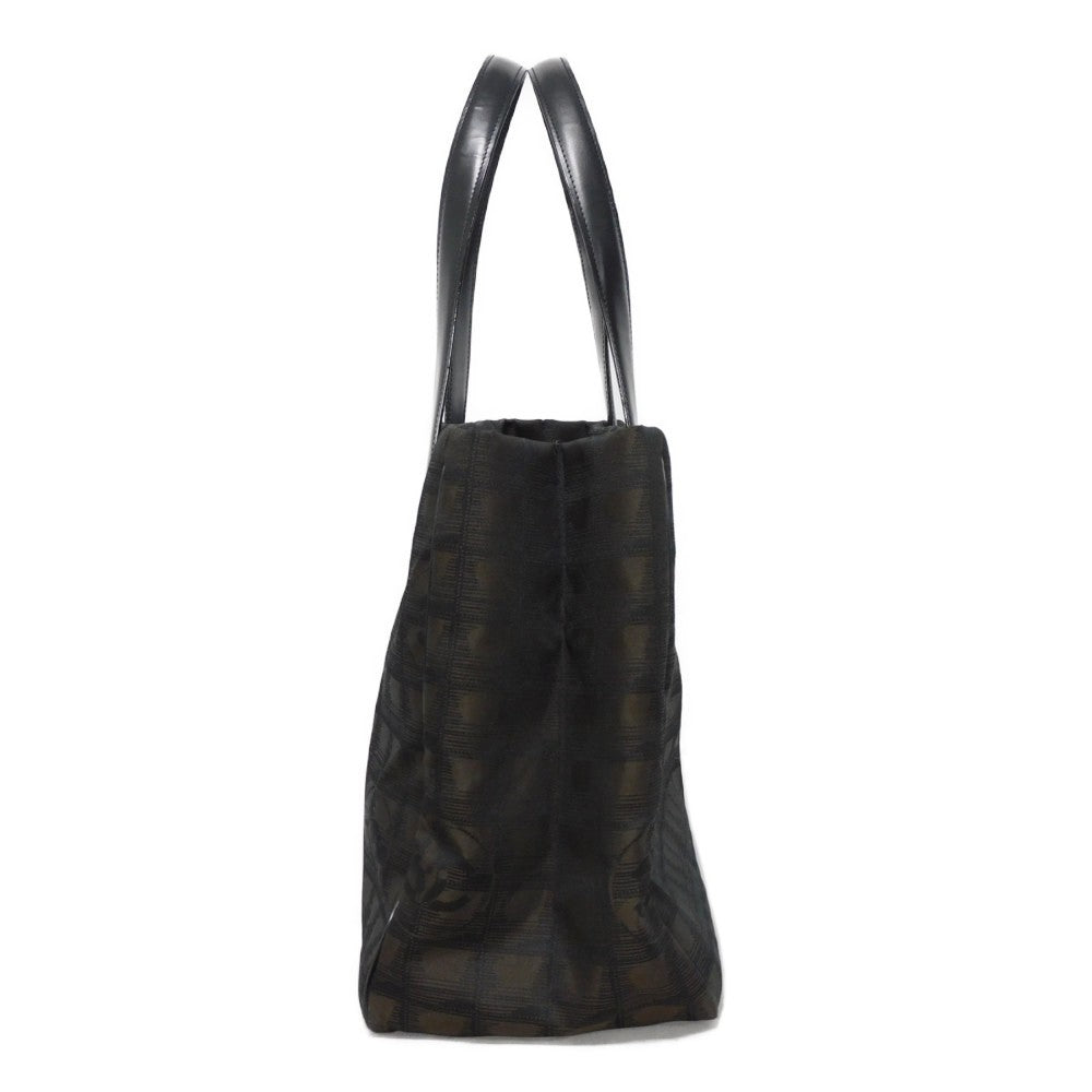 CHANEL Tote Bag A15991 Nylon jacquard x calfskin Brown CC Mark Nylon Jacquard Calfskin 10 Series COCO Mark New Travel Line Tote MM unisex(Unisex) Used Authentic