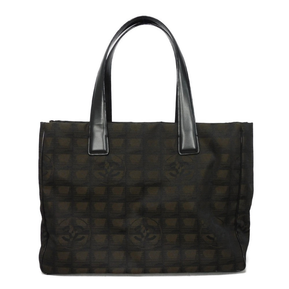 CHANEL Tote Bag A15991 Nylon jacquard x calfskin Brown CC Mark Nylon Jacquard Calfskin 10 Series COCO Mark New Travel Line Tote MM unisex(Unisex) Used Authentic