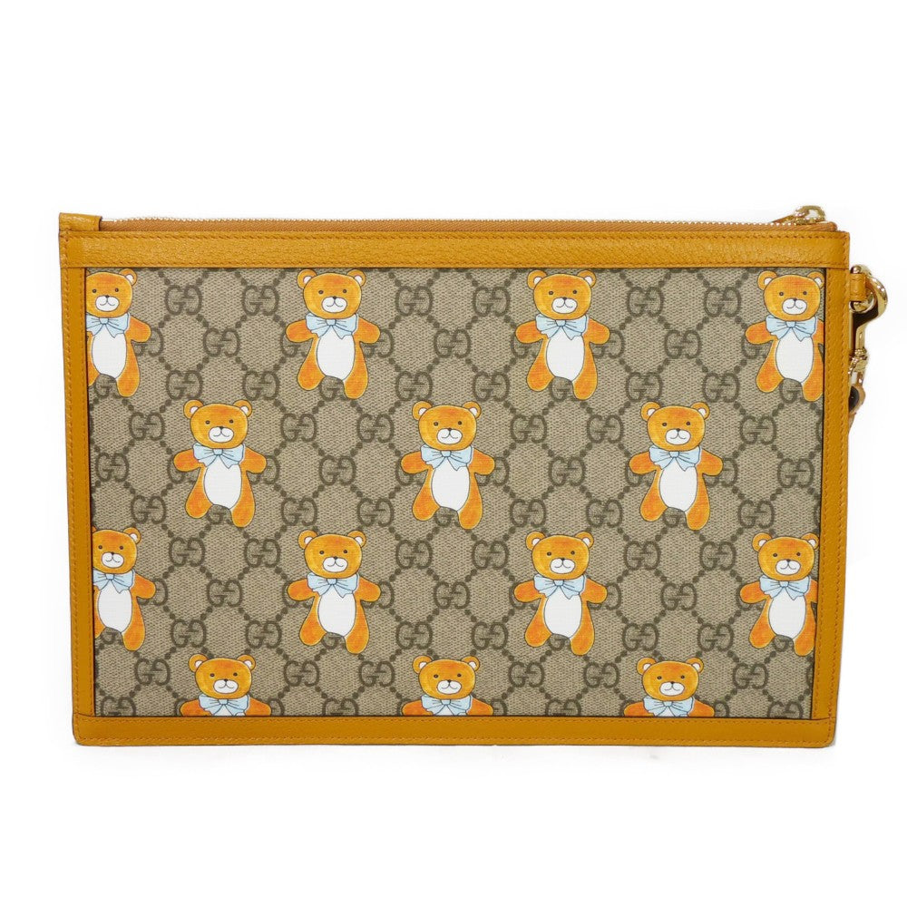 GUCCI Clutch bag 660162 2YLAG 8695 GG Supreme canvas (polyurethane finish) x calf leather beige KAI GG Marmont strap business bag, unused GG Supreme Kai Teddy Bear Pouch unisex(Unisex) Used Authentic