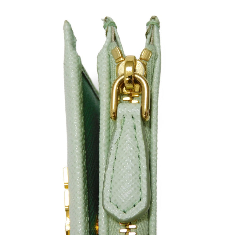 PRADA Bifold Wallet 1ML050 ZLP F0RAY Safiano leather (stamped) Pastel green logo Saffiano Multicolor Compact Wallet