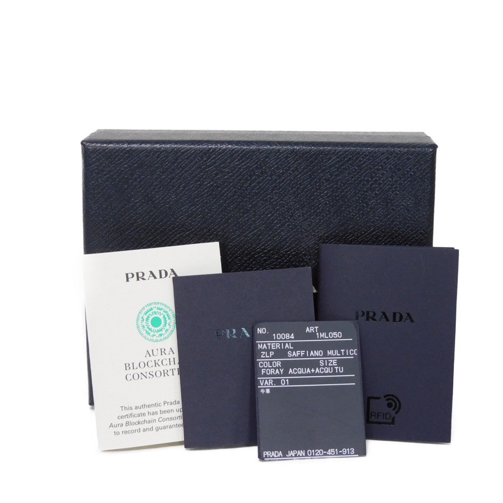 PRADA Bifold Wallet 1ML050 ZLP F0RAY Safiano leather (stamped) Pastel green logo Saffiano Multicolor Compact Wallet