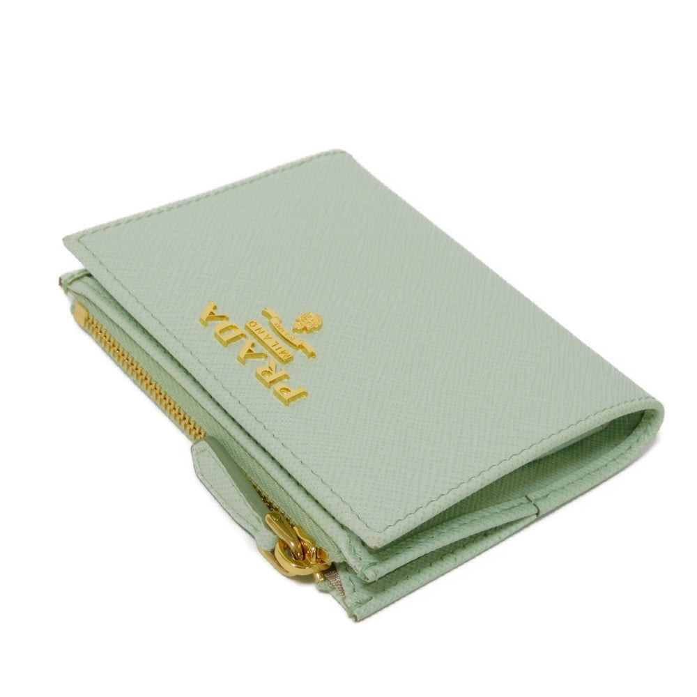 PRADA Bifold Wallet 1ML050 ZLP F0RAY Safiano leather (stamped) Pastel green logo Saffiano Multicolor Compact Wallet