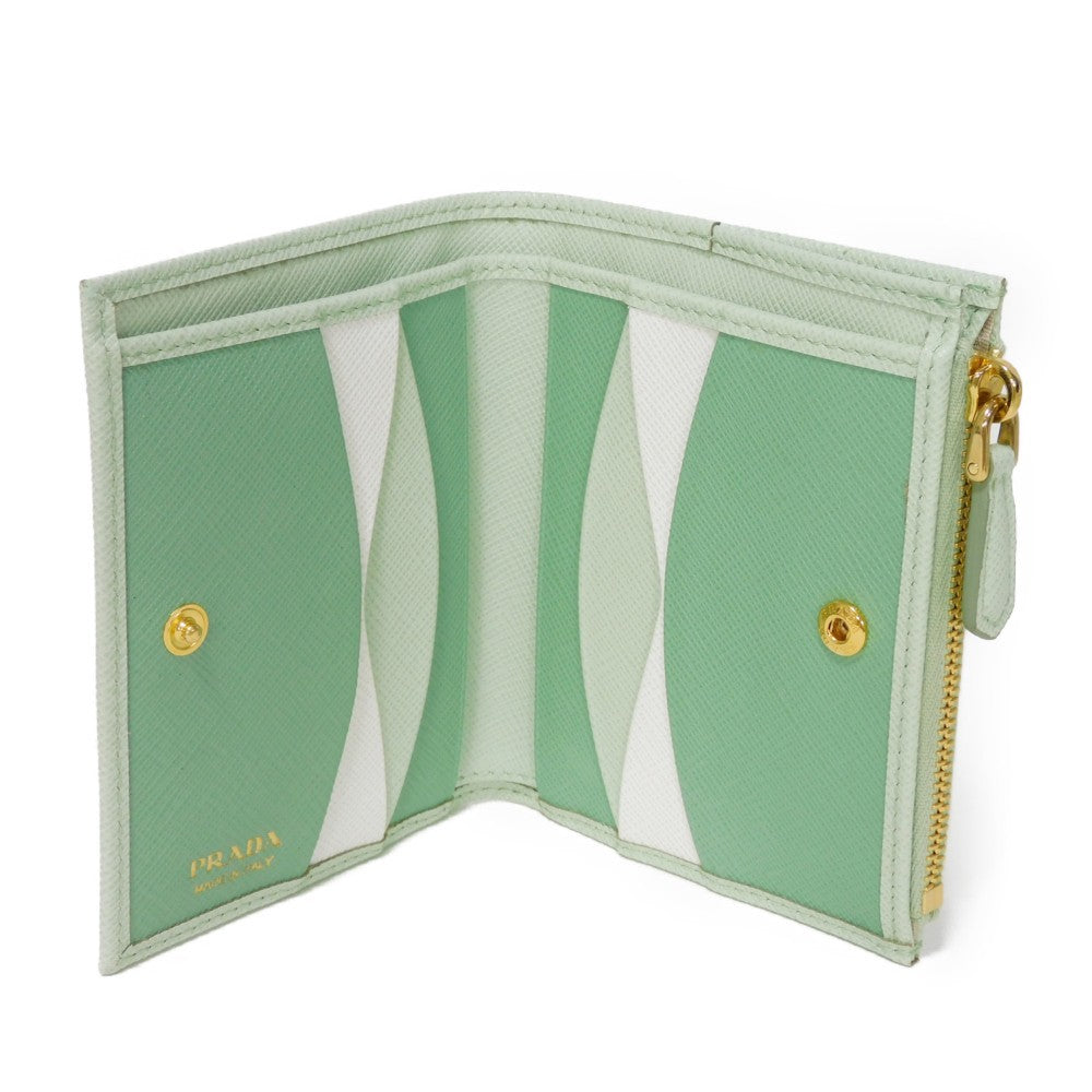 PRADA Bifold Wallet 1ML050 ZLP F0RAY Safiano leather (stamped) Pastel green logo Saffiano Multicolor Compact Wallet