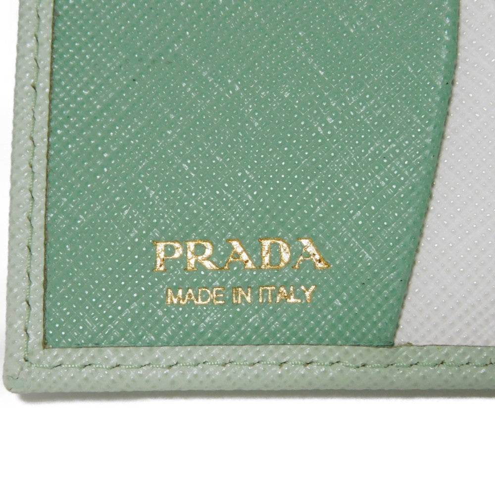 PRADA Bifold Wallet 1ML050 ZLP F0RAY Safiano leather (stamped) Pastel green logo Saffiano Multicolor Compact Wallet