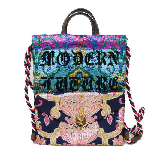 GUCCI Backpack 470443 Coated canvas multicolor Cat Head Embroidery Brocade Small Daypack