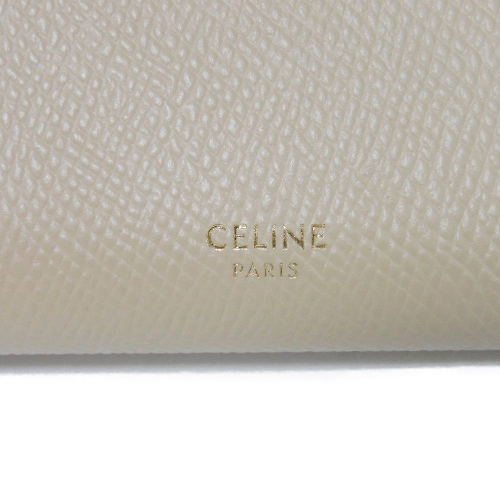 CELINE Long Wallet Purse 10B563BEL.03ND Grained calfskin (embossed) beige Foil Stamped Grain Calfskin Beige Bifold Wallet Long Wallet New logo Large flap wallet mens(Unisex) Used Authentic