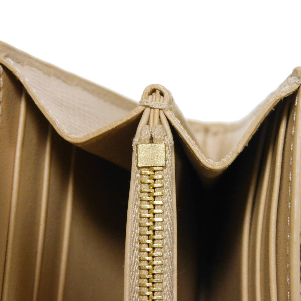 CELINE Long Wallet Purse 10B563BEL.03ND Grained calfskin (embossed) beige Foil Stamped Grain Calfskin Beige Bifold Wallet Long Wallet New logo Large flap wallet mens(Unisex) Used Authentic