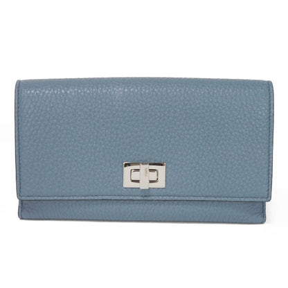 FENDI Long Wallet Purse 8M0437 A91B F09VN Calf leather (embossed) blue Cuoio Roma Twist Lock Unused Celeria Peekaboo Continental Wallet Women Used Authentic