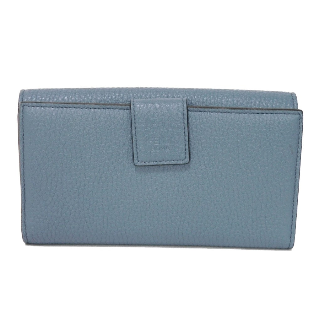 FENDI Long Wallet Purse 8M0437 A91B F09VN Calf leather (embossed) blue Cuoio Roma Twist Lock Unused Celeria Peekaboo Continental Wallet Women Used Authentic