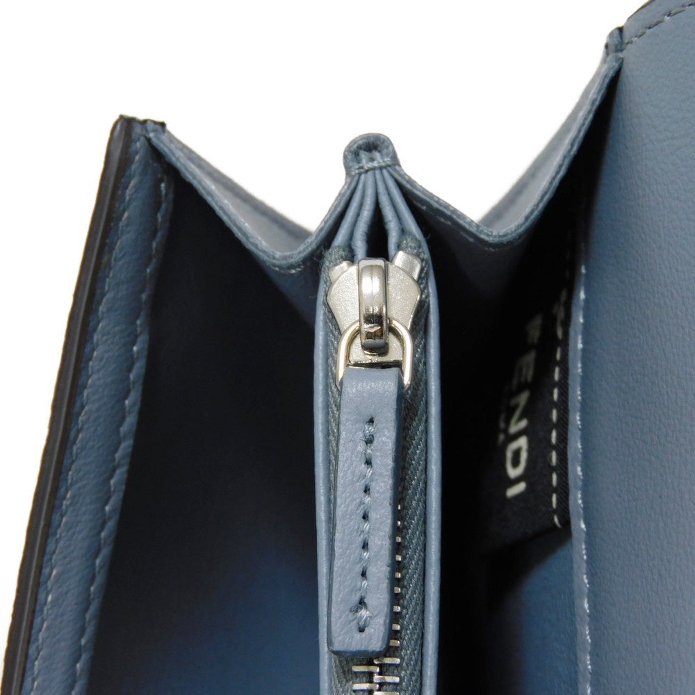 FENDI Long Wallet Purse 8M0437 A91B F09VN Calf leather (embossed) blue Cuoio Roma Twist Lock Unused Celeria Peekaboo Continental Wallet Women Used Authentic