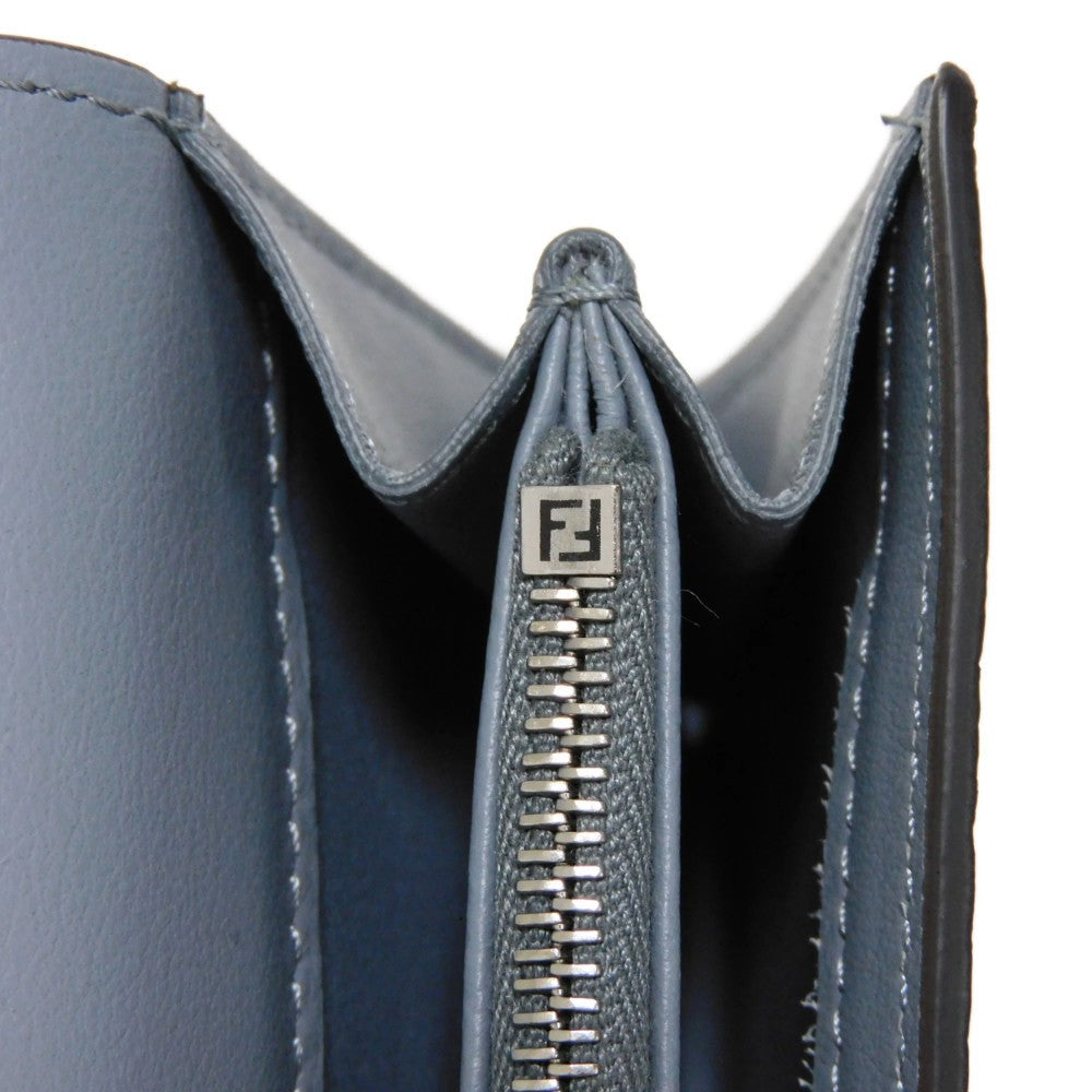 FENDI Long Wallet Purse 8M0437 A91B F09VN Calf leather (embossed) blue Cuoio Roma Twist Lock Unused Celeria Peekaboo Continental Wallet Women Used Authentic