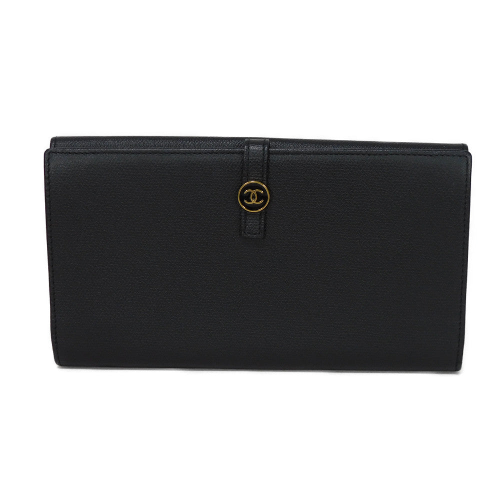 CHANEL Long Wallet Purse A20905 Calfskin (embossed) black Good condition CC mark Calfskin enamel No.9 COCO Mark COCO Button Long Flap Wallet unisex(Unisex) Used Authentic