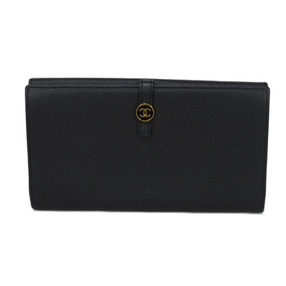 CHANEL Long Wallet Purse A20905 Calfskin (embossed) black Good condition CC mark Calfskin enamel No.9 COCO Mark COCO Button Long Flap Wallet unisex(Unisex) Used Authentic