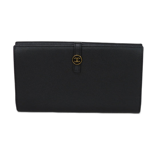 CHANEL Long Wallet Purse A20905 Calfskin (embossed) black Good condition CC mark Calfskin enamel No.9 COCO Mark COCO Button Long Flap Wallet unisex(Unisex) Used Authentic