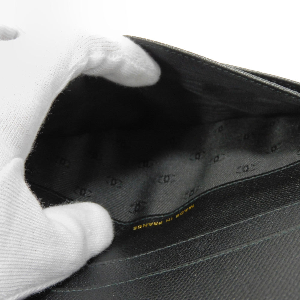 CHANEL Long Wallet Purse A20905 Calfskin (embossed) black Good condition CC mark Calfskin enamel No.9 COCO Mark COCO Button Long Flap Wallet unisex(Unisex) Used Authentic