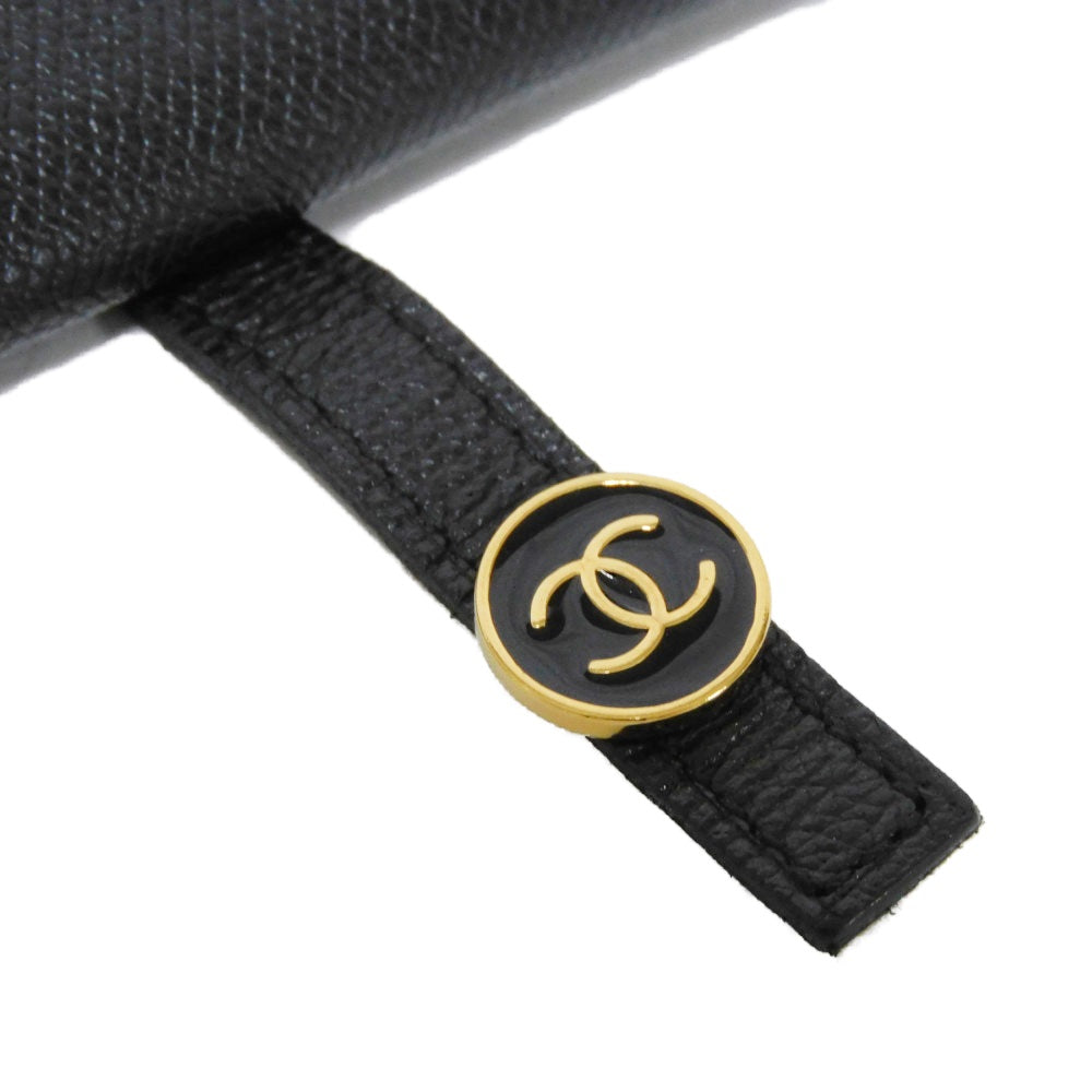CHANEL Long Wallet Purse A20905 Calfskin (embossed) black Good condition CC mark Calfskin enamel No.9 COCO Mark COCO Button Long Flap Wallet unisex(Unisex) Used Authentic