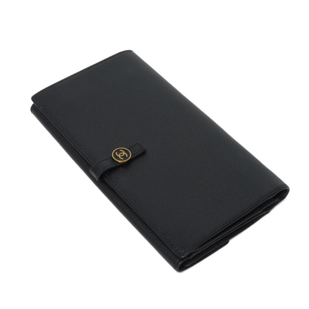 CHANEL Long Wallet Purse A20905 Calfskin (embossed) black Good condition CC mark Calfskin enamel No.9 COCO Mark COCO Button Long Flap Wallet unisex(Unisex) Used Authentic