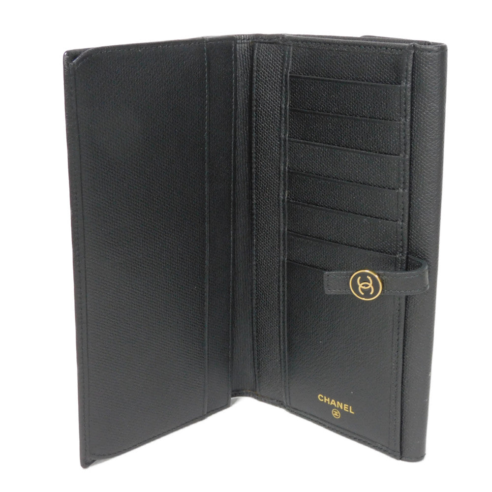 CHANEL Long Wallet Purse A20905 Calfskin (embossed) black Good condition CC mark Calfskin enamel No.9 COCO Mark COCO Button Long Flap Wallet unisex(Unisex) Used Authentic